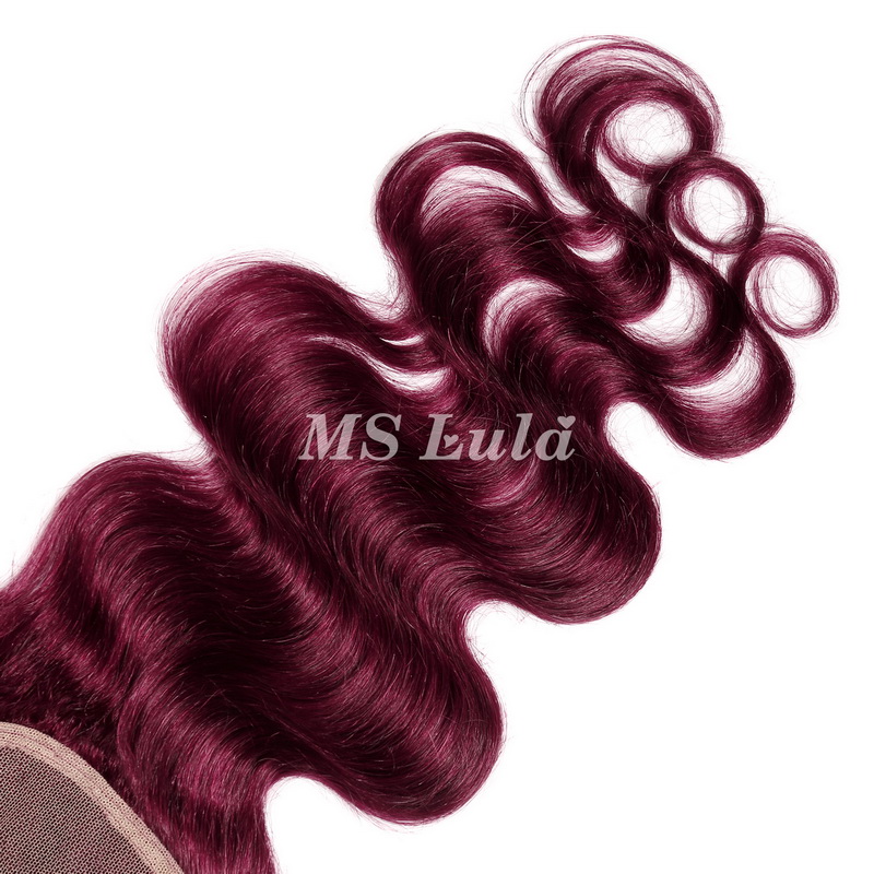 Body Wave #99J Virgin Human Hair 4x4 13x4 Transparent Lace Closure/Frontal - 图片 5